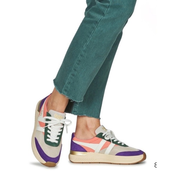 Gola Shoes - Gola Raven CLB516 Retro Sneakers Suede Wheat Coral Pink Royal Purple US 9 Box